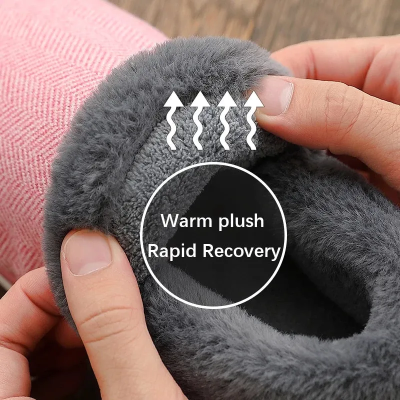Comfort Slippers With Arch Support Groovywish Men Fur Slippers Cute Heel Wrap Winter Home Shoes
