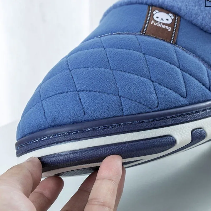 Groovywish Men Home Winter Slippers Anti-scratch Thick Fur Shoes Novelty Slippers