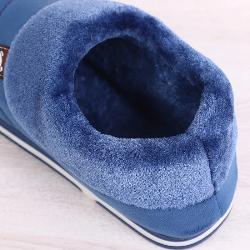 Groovywish Men Home Winter Slippers Anti-scratch Thick Fur Shoes Knitted Sock Slippers Pattern