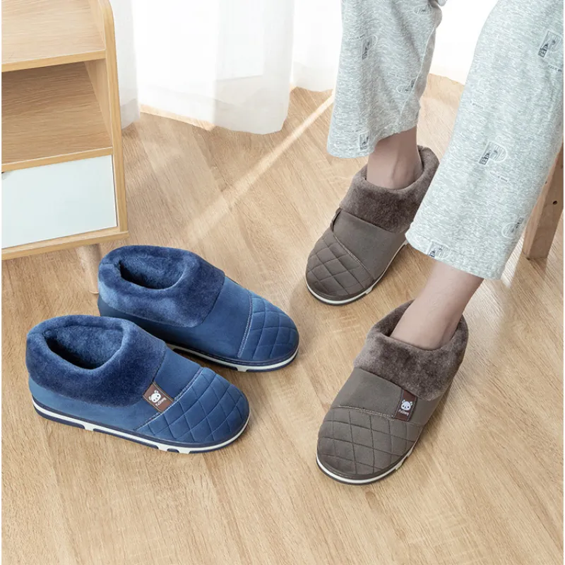 Nip Slippers Groovywish Men Home Winter Slippers Anti-scratch Thick Fur Shoes