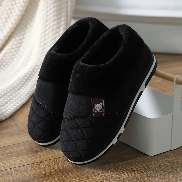 Slides Foam Runner Groovywish Men Home Winter Slippers Anti-scratch Thick Fur Shoes
