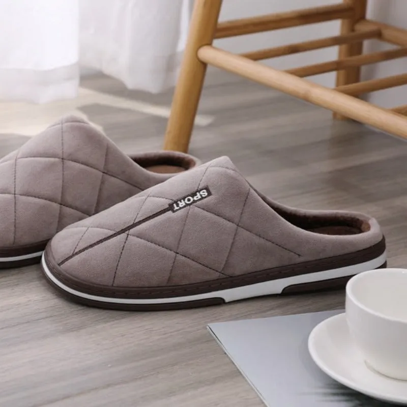 Memory Foam House Slippers Groovywish Short Plush Men Winter Slippers Big Size Family Shoes