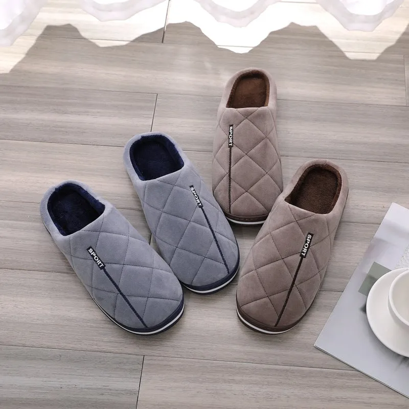 Terry Slippers Groovywish Short Plush Men Winter Slippers Big Size Family Shoes