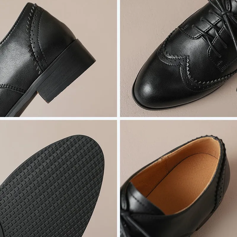 Handmade Wingtip Brogues Leather Lace Up Oxfords For Women in Green/Black/Brown Best Cheap Oxfords