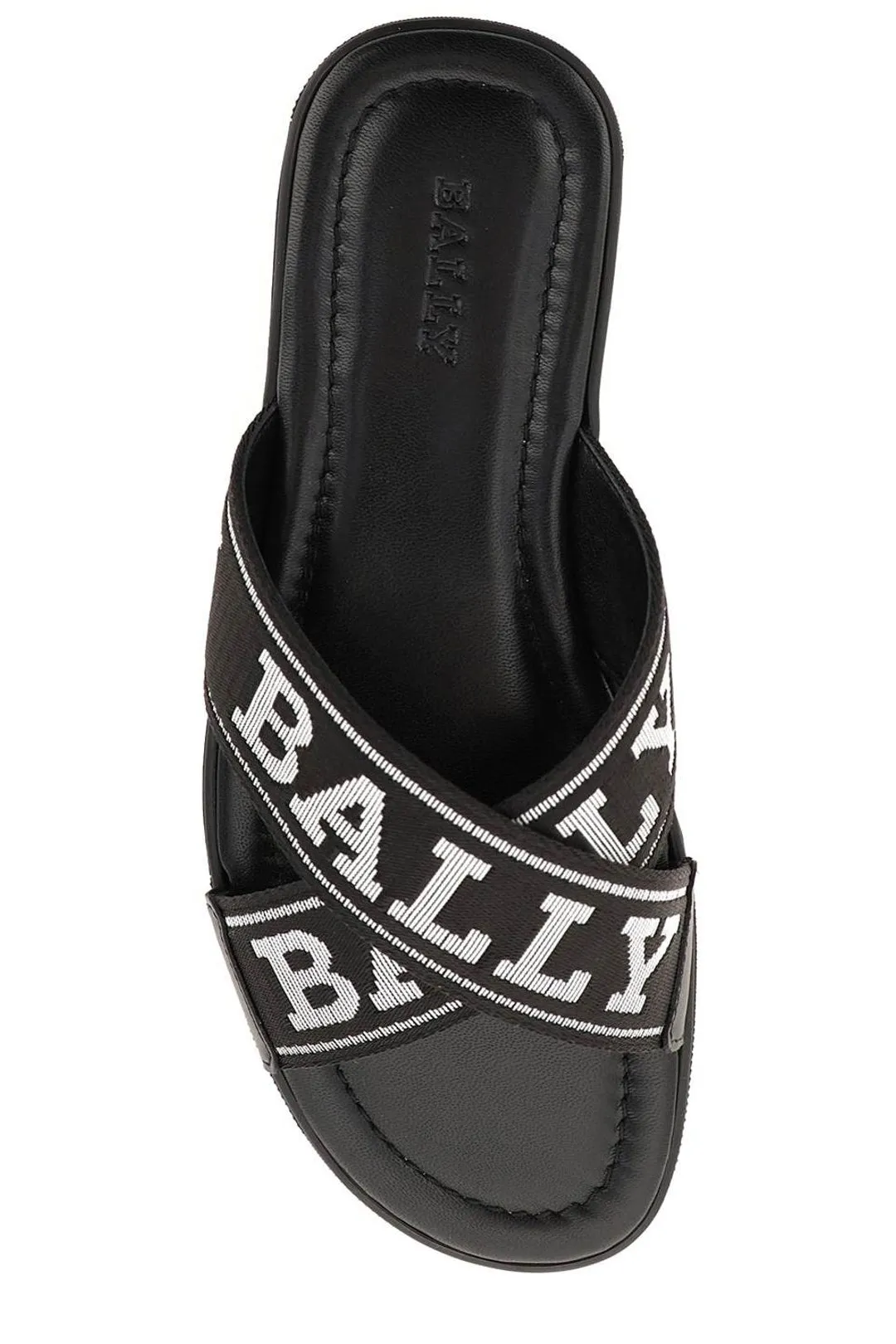 Bally Cross Logo Band Slides Wedge Floral Sandals