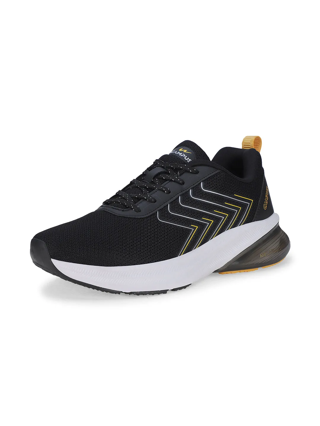 Very Cushioned Running Shoes BRACE Black Men's Sports Shoes