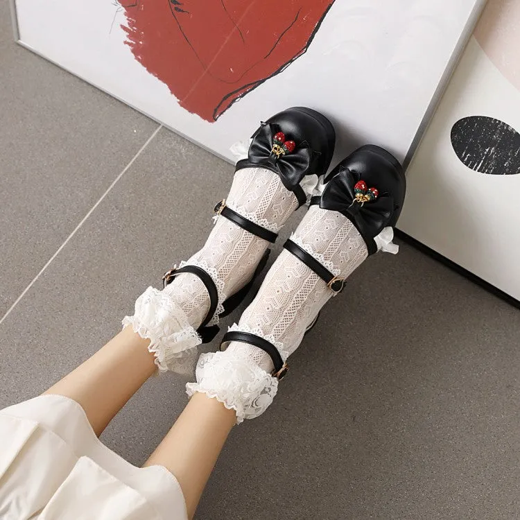 Women's Lolita Closed Toe Lace Butterfly Knot Medium Heel Chunky Heel Sandals Cross Strap Sandals