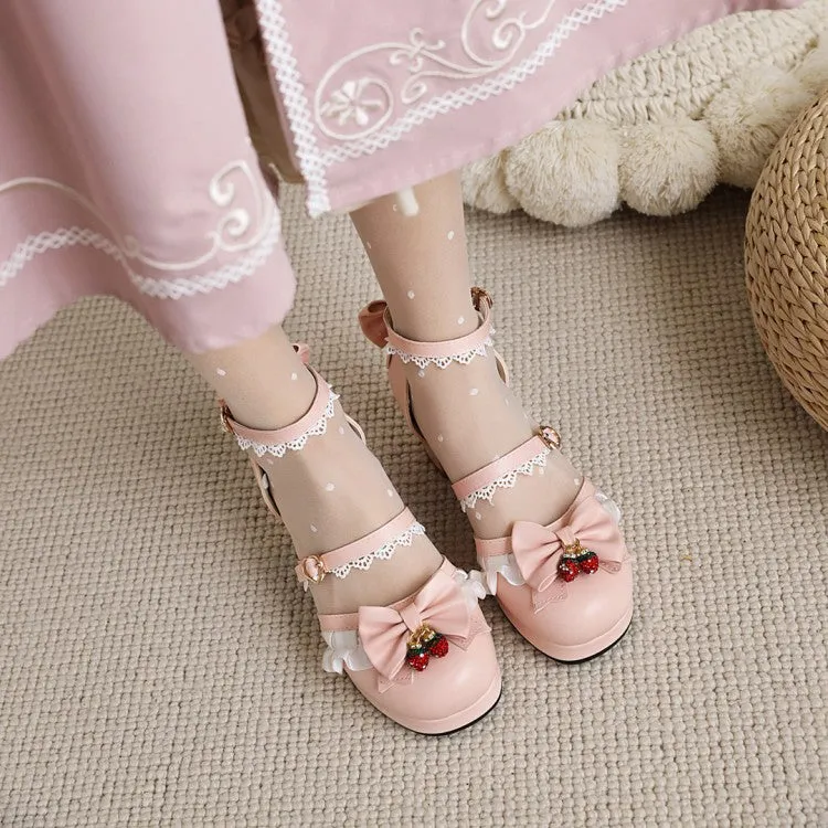 Women's Lolita Closed Toe Lace Butterfly Knot Medium Heel Chunky Heel Sandals Sandals Grand St Lucian Resort