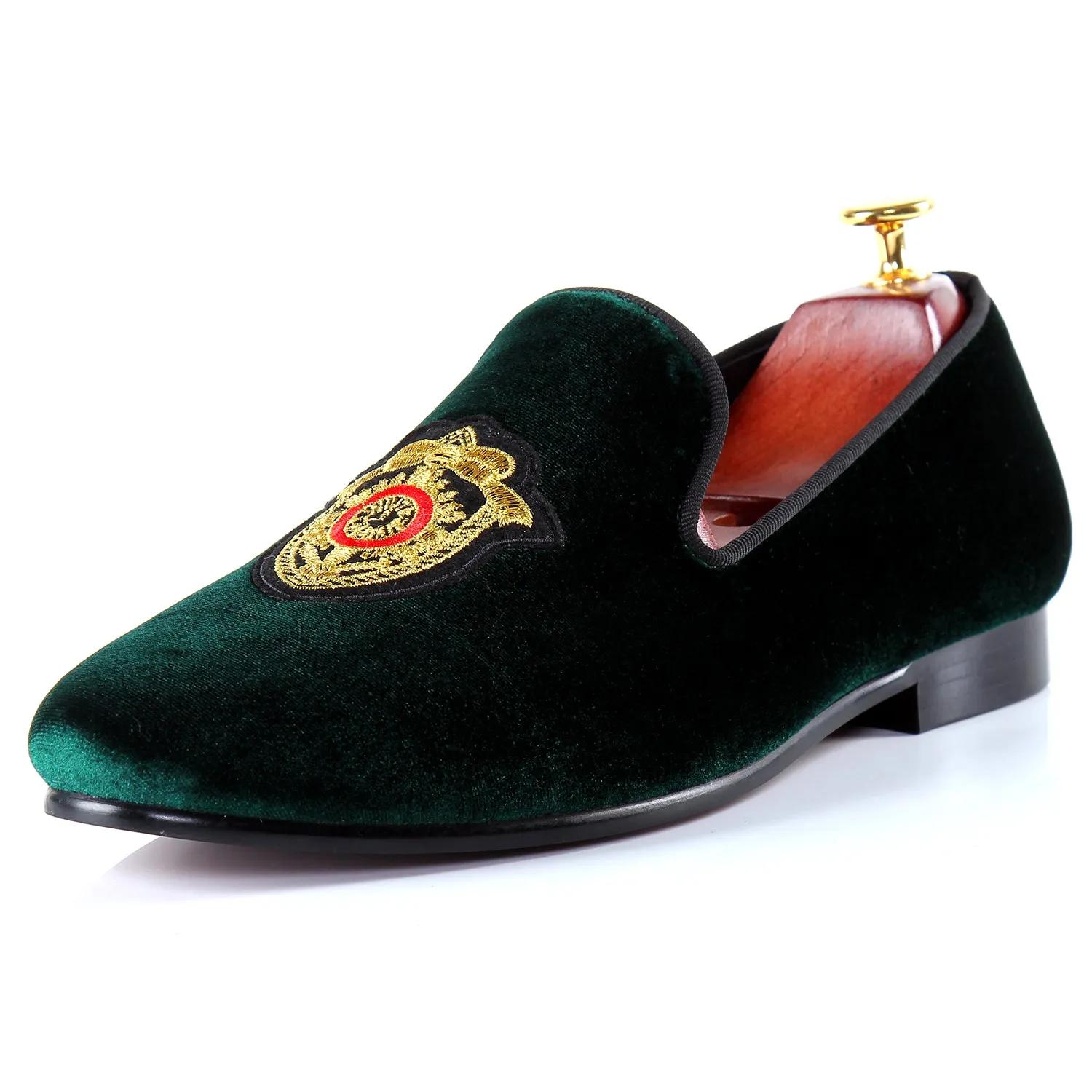 Dog Face Slippers Harpelunde Driving Loafer Shoes Men Green Flats Badge Velvet Slippers