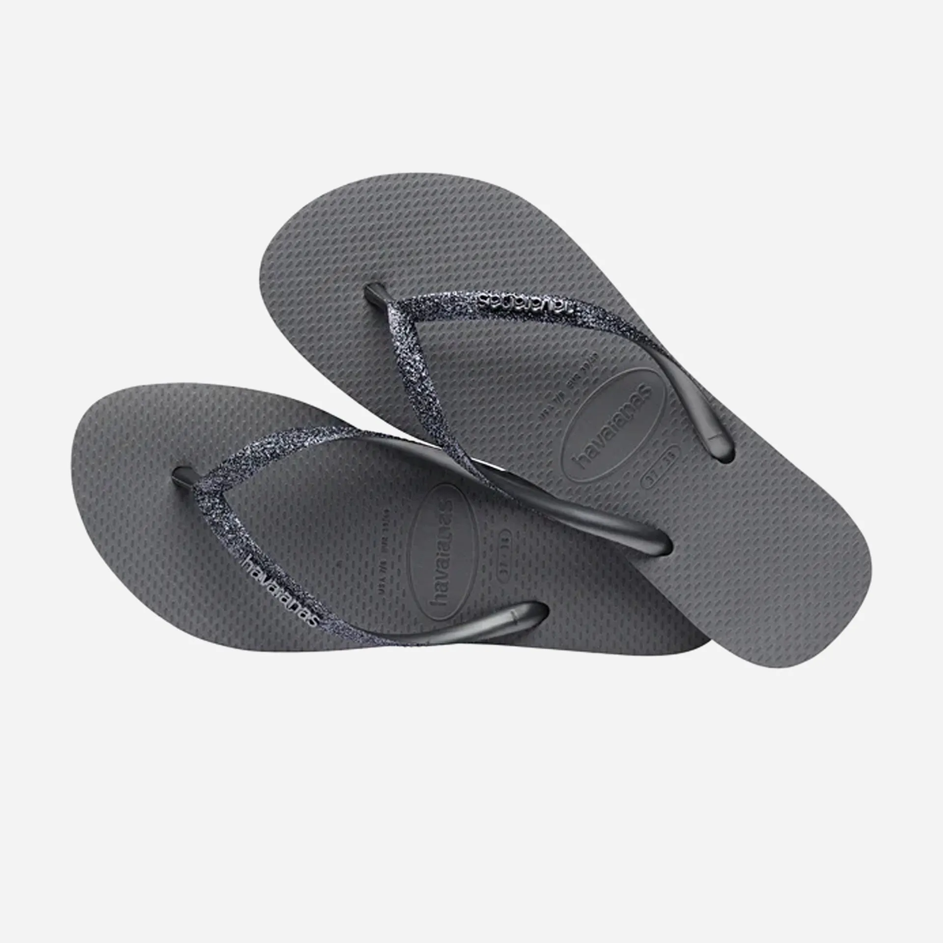 Havaianas Slim Glitter II Flip Flops - Grey/Graphite Flip Flops For Plantar Fasciitis