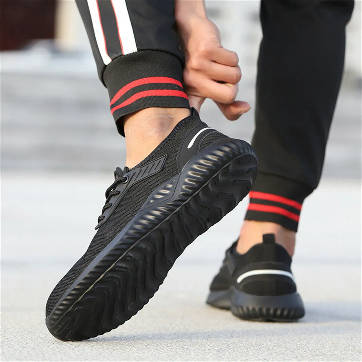 Steel Toe Shoe for Men Work Safety Sneakers Breathable Air Cushion Working Boots Pull On Composite Toe Work Boots