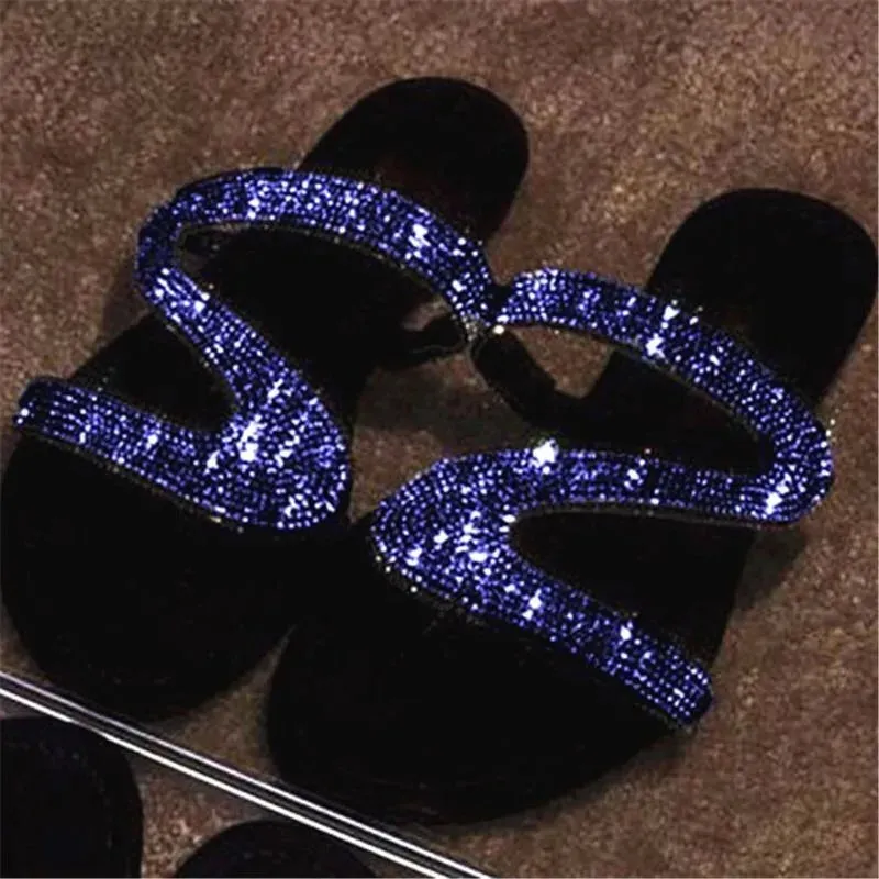 2023 Women Summer Flat Bling Slippers Female Flip Flops Sandals Outdoor Beach Women Sandals  Glitter Shoes for Women Tkees Liners Flip Flops