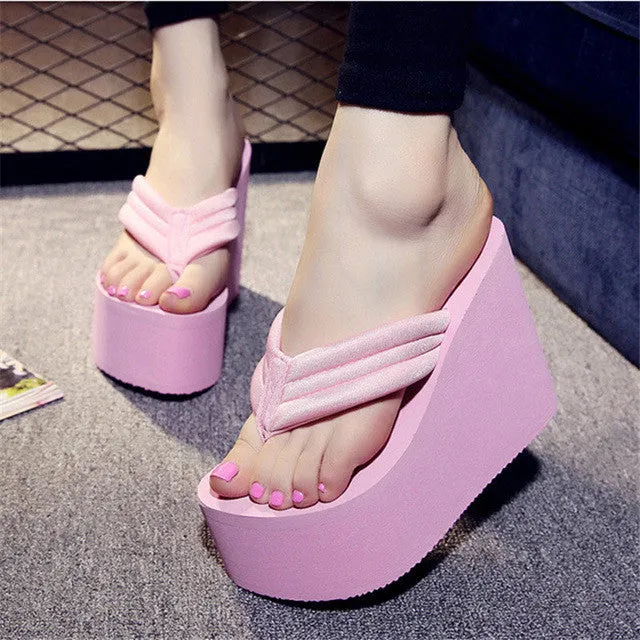 Words For Flip Flops Hot Sale Soild Wedge Platform Flip Flops Woman Shoes 2016 Women Summer Shoes High Heels Beach Sandals Ladies Thick High Pantufas