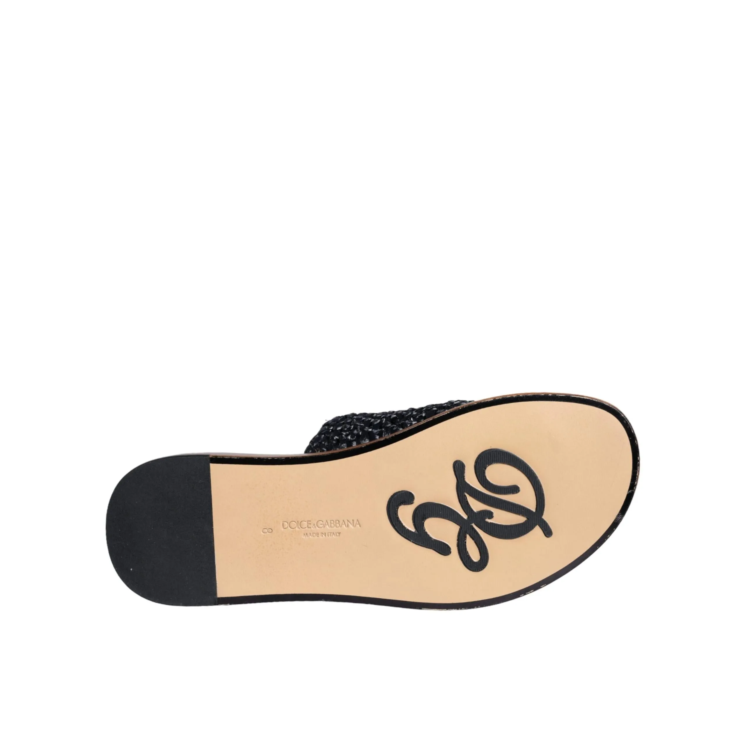 Sandals Dupe Dolce & Gabbana Black Monochrome Braided Raffia Slides Shoes