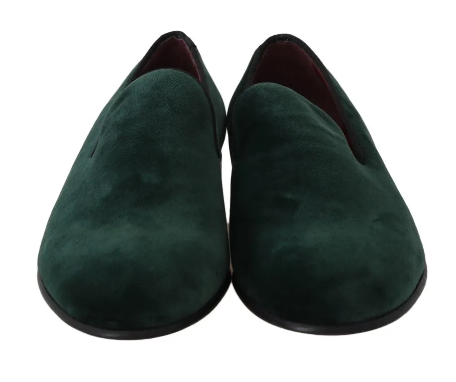 Dolce & Gabbana Green Suede Leather Slippers Loafers Bcbg Loafers