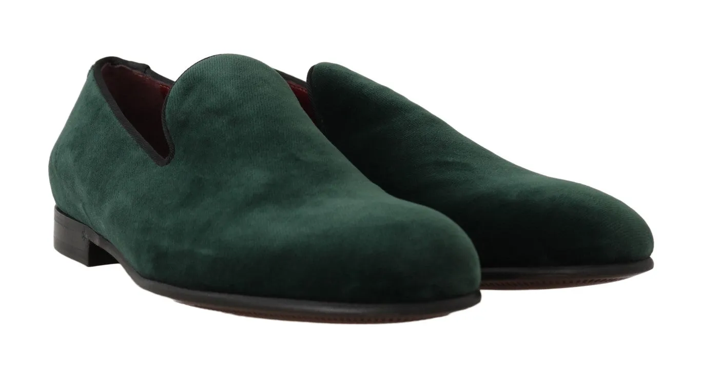 Dolce & Gabbana Green Suede Leather Slippers Loafers Outlet Loafers