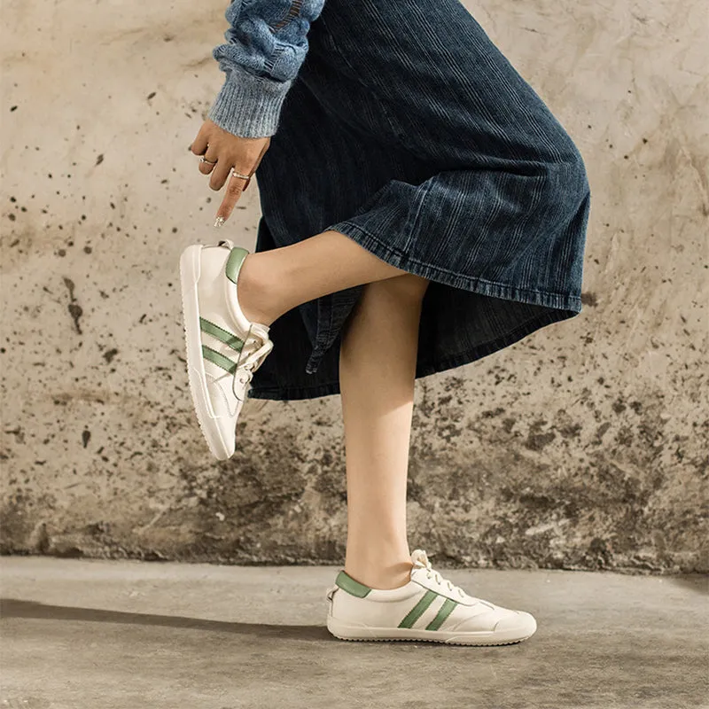 Handmade Soft Leather white shoes for women Lace up Sneakers Designer Shoes Yellow/Green/Black Oxfords Brogues And Derby Shoes