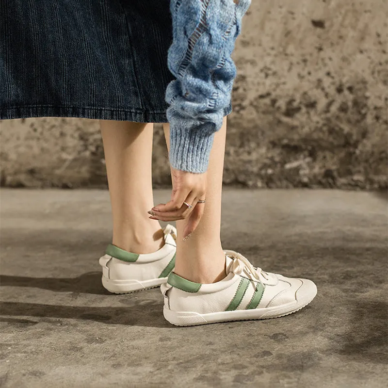 210d Oxford Material Handmade Soft Leather white shoes for women Lace up Sneakers Designer Shoes Yellow/Green/Black