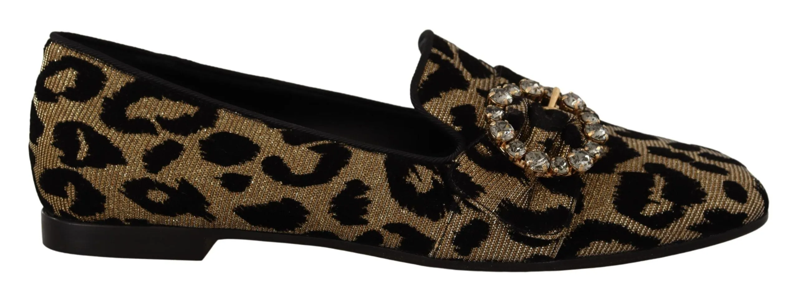 Jeans And Penny Loafers Dolce & Gabbana Gold Leopard Print Crystals Loafers Shoes