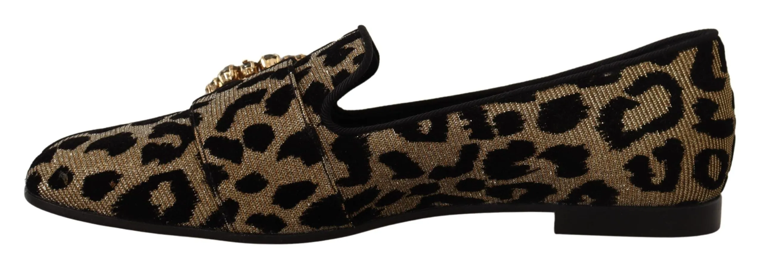 Christy Loafers Dolce & Gabbana Gold Leopard Print Crystals Loafers Shoes