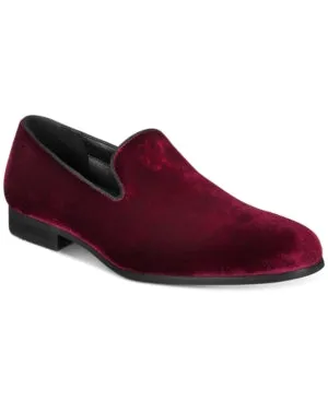 Handbag Flat Shoes Inc Mens Trace Velvet Loafers, Mens Shoes, 8M/Red