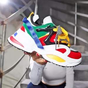 Flat Feet Running Shoe Height Increasing  Women Running Shoes Red White