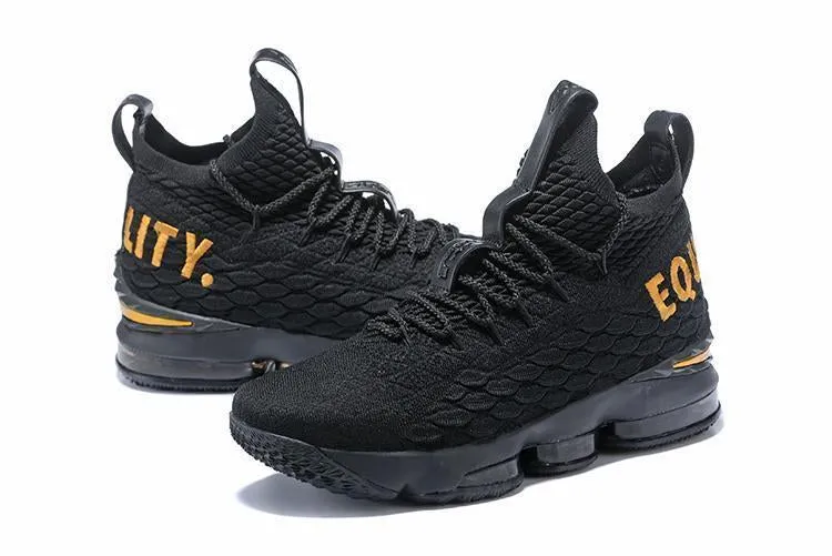Asic Tiger Shoes Nike Lebron XV 15 Black Equality Black Men Shoes Sale Size US7,8,8.5,9,10,11,12