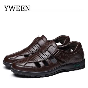 Yween Big Size Men Sandals Fashionable Leather Sandals Men Outdoor Casual Shoes Breathable Fisherman Vegan Sandals