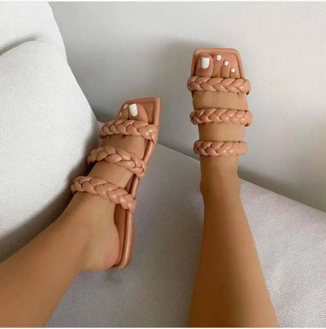 Carv Triple Strap Designed Leather Slipper - Brown Soled Slippers