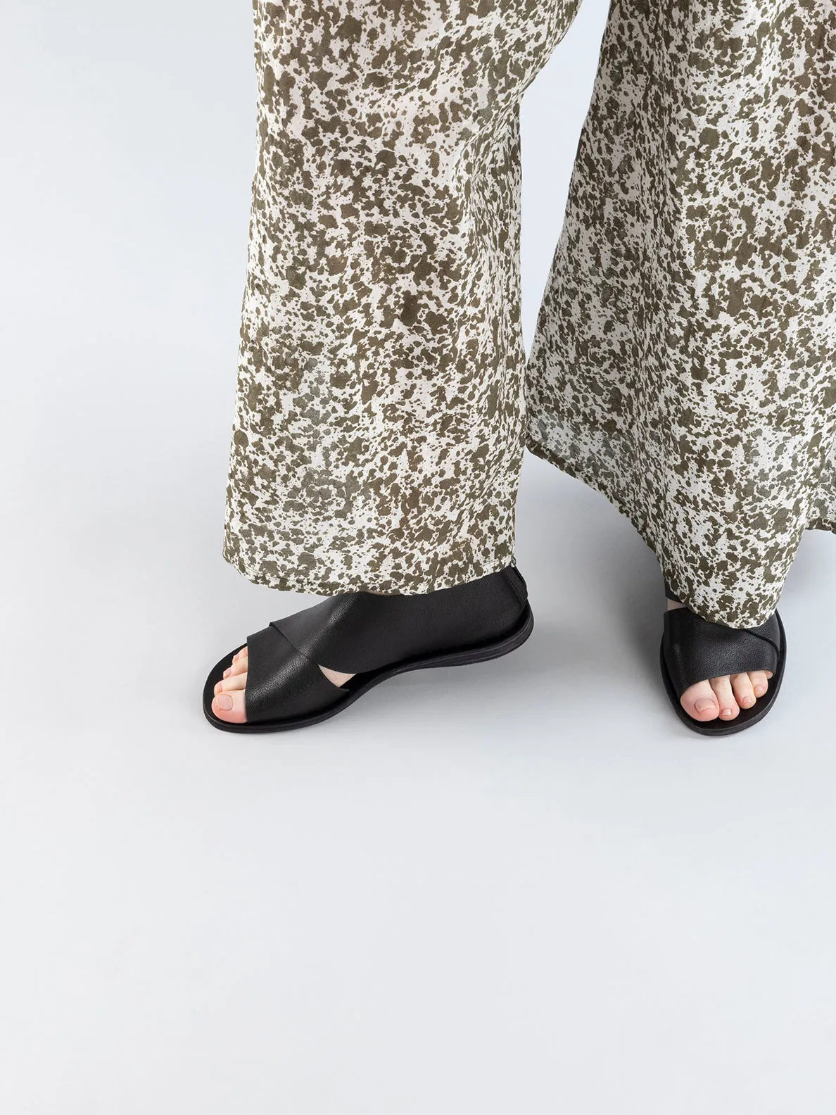 Flowery Sandals ITACA 046 - Black Leather Peep Toe Shoes