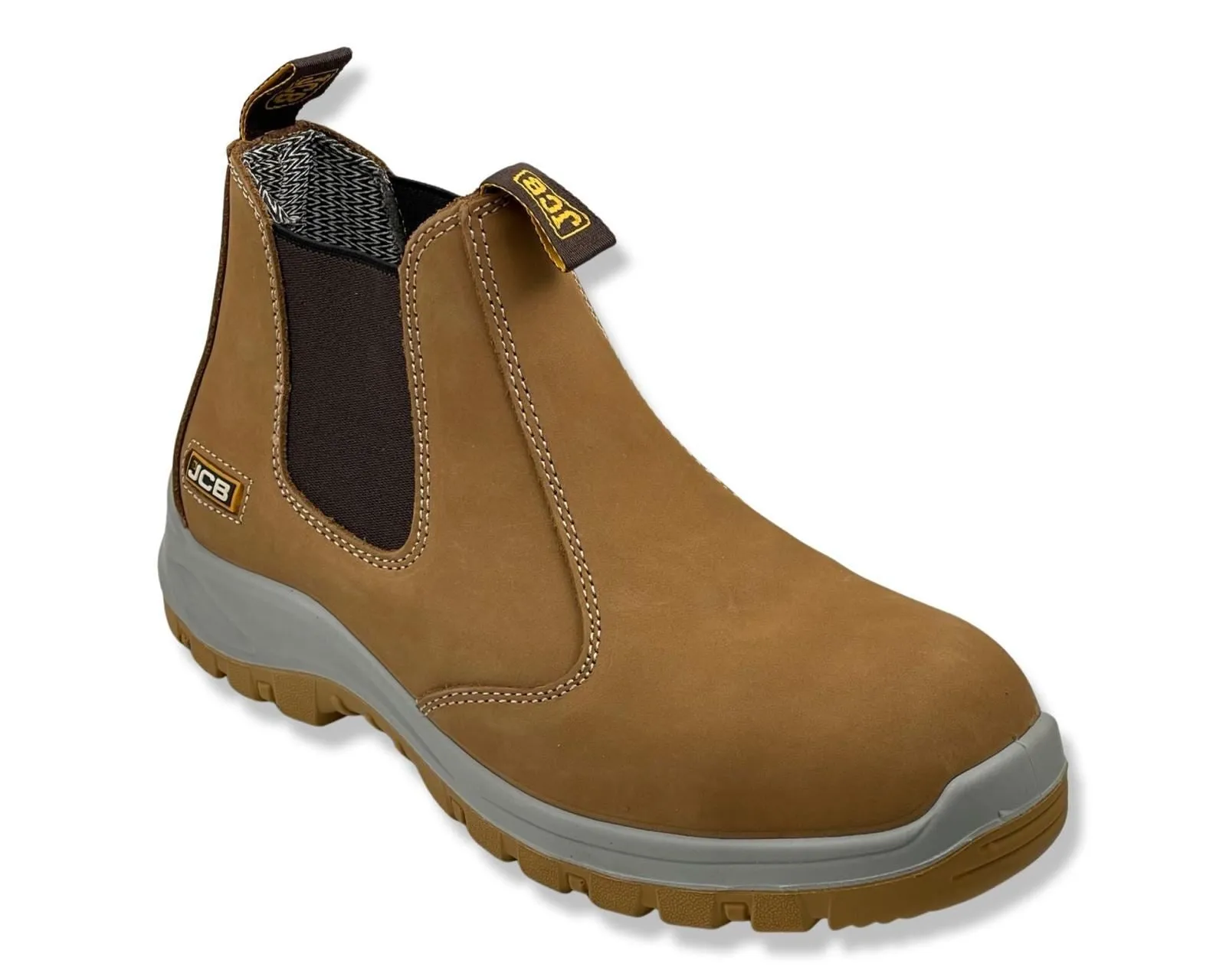 JCB Leather Chelsea Boots NST 2870-OB In Camel For Men's Best Orthotic Insoles For Work Boots