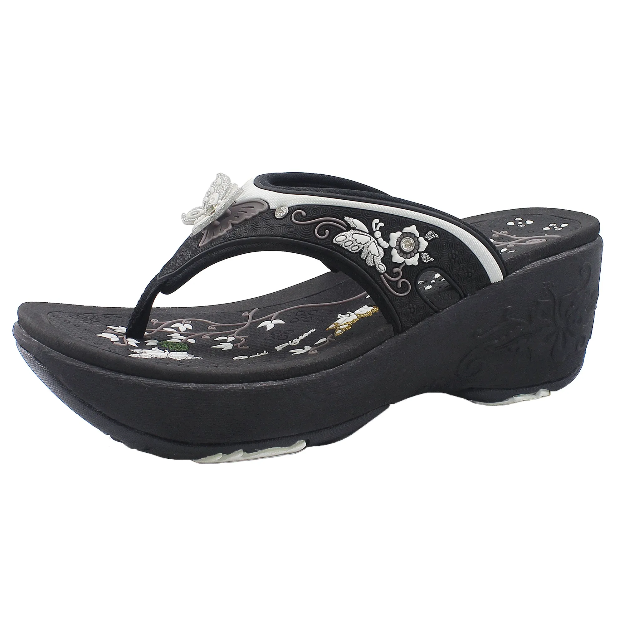 Hawaiian Flip Flops Wedge: 8161 Black