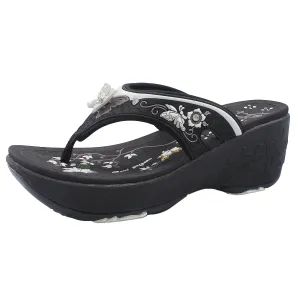 Wedge: 8161 Black Flip Flops New York