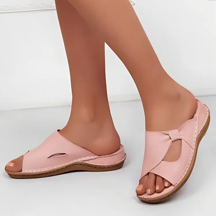 Olivia - Retro Platform Leather Sandals Baguette Slides