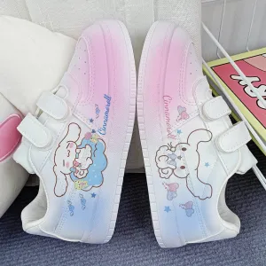 Kawaii Dog Student Sneakers Kids Size with Velcro Fastener Sneakers Store Near Me