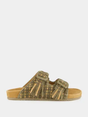 Walking Sandals With Covered Toes Khaki Green Tress Suede Sandals