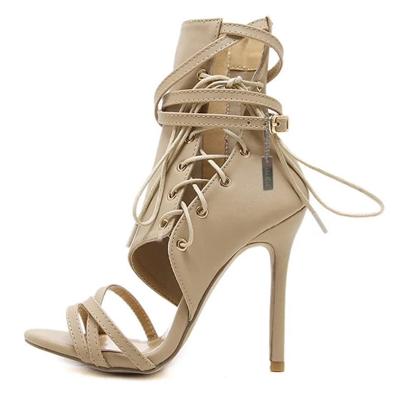 Lace Up High Heel Sandals Platform Cork Wedge Sandals