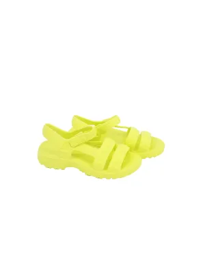 Flat Shoes In Winter Women's Brand Logo Printed Velcro Slide Sandals,Yellow