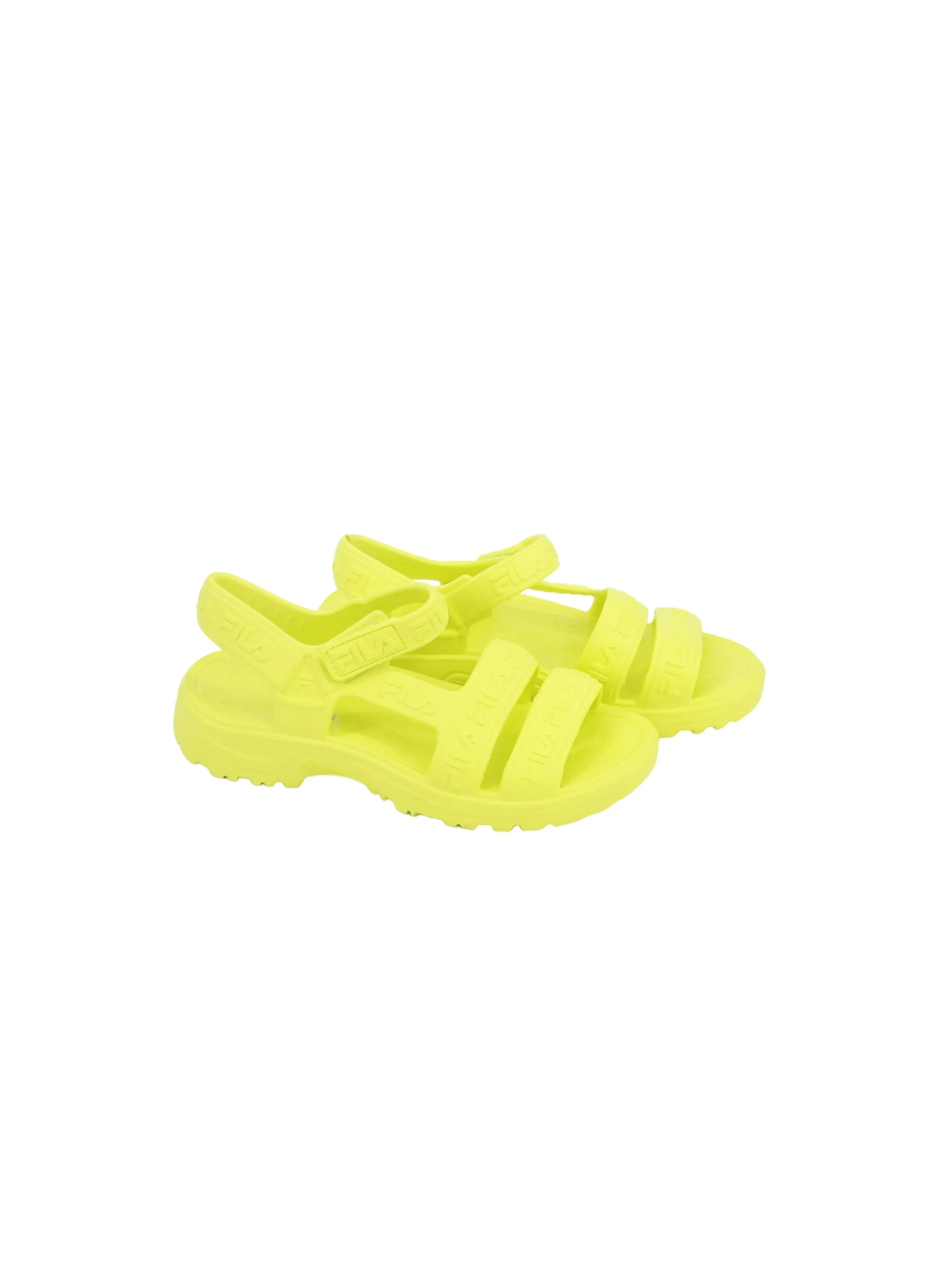 Flat Gym Shoes Women's Brand Logo Printed Velcro Slide Sandals,Yellow