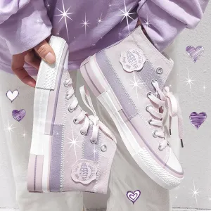 Sneakers On Sale Near Me Lavender Harajuku High Top Cut Canvas Shoe
