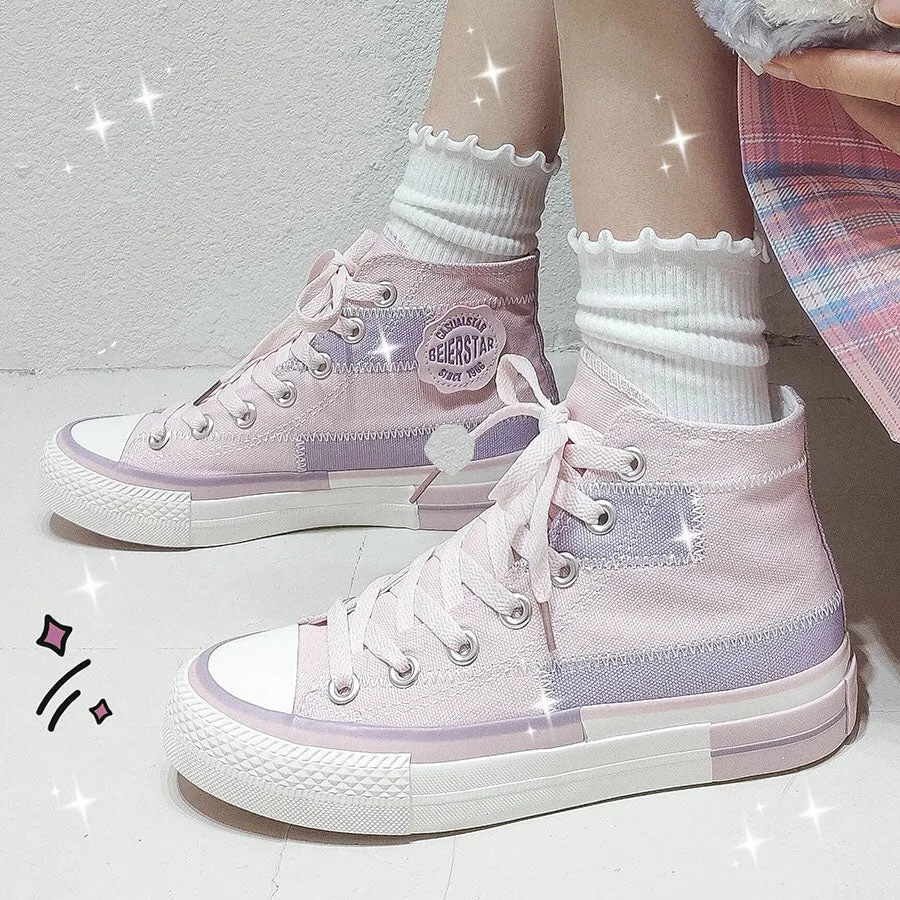 Sneakers Fresh Foam Lavender Harajuku High Top Cut Canvas Shoe