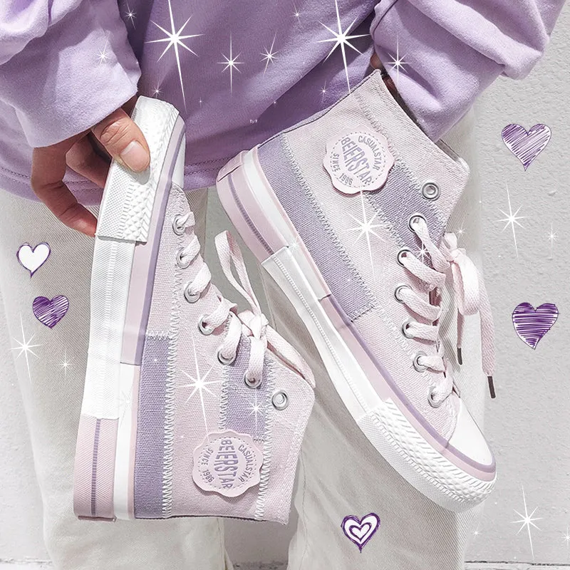 Blowfish Sneakers Lavender Harajuku High Top Cut Canvas Shoe