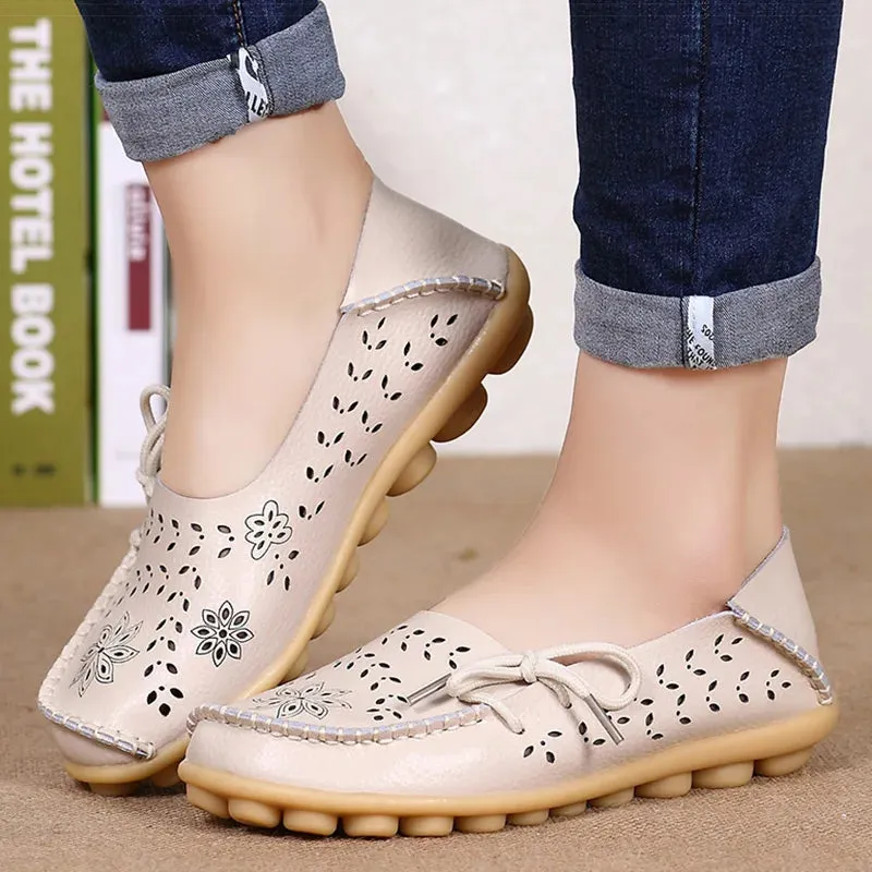 Women's Flat Shoes Breathable PU Leather Loafers Casual Slip On Shoes Cow Print Loafers