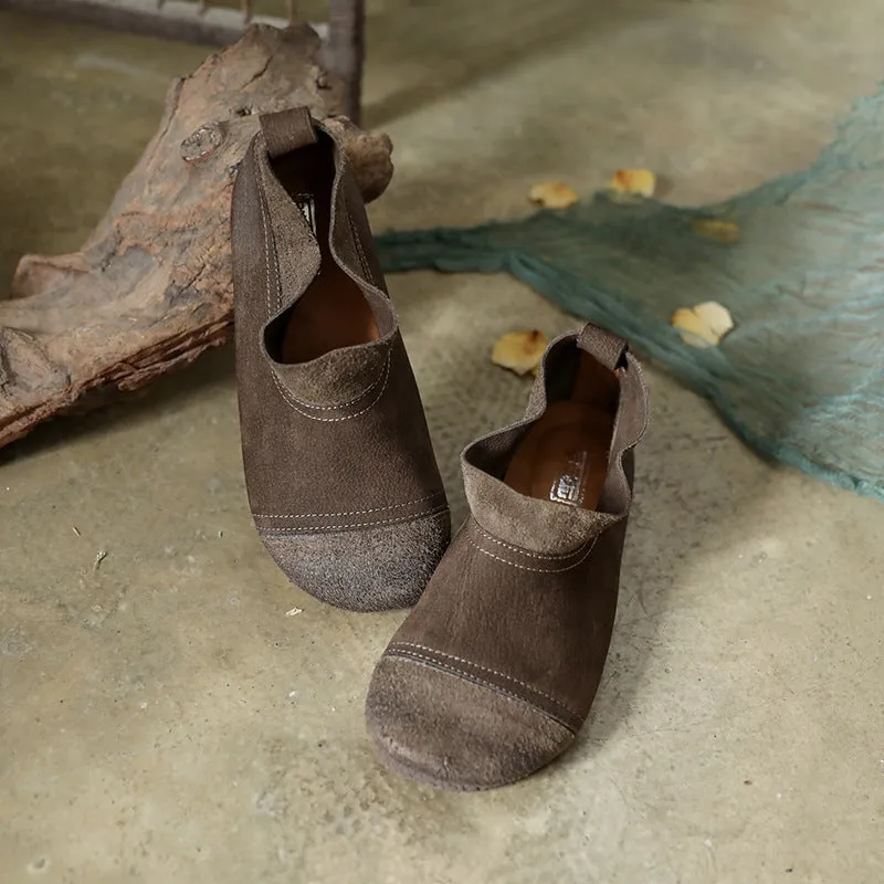 Laser Wingtip Oxfords Leather Handmade Loafers Women Low Heel Soft Sole Flats Casual Slip On Shoes Grey/Coffee