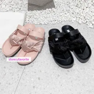 Nasa Flip Flops leather velvet bow flats slippers Flip flops fashion shoes women 2022new 35-40