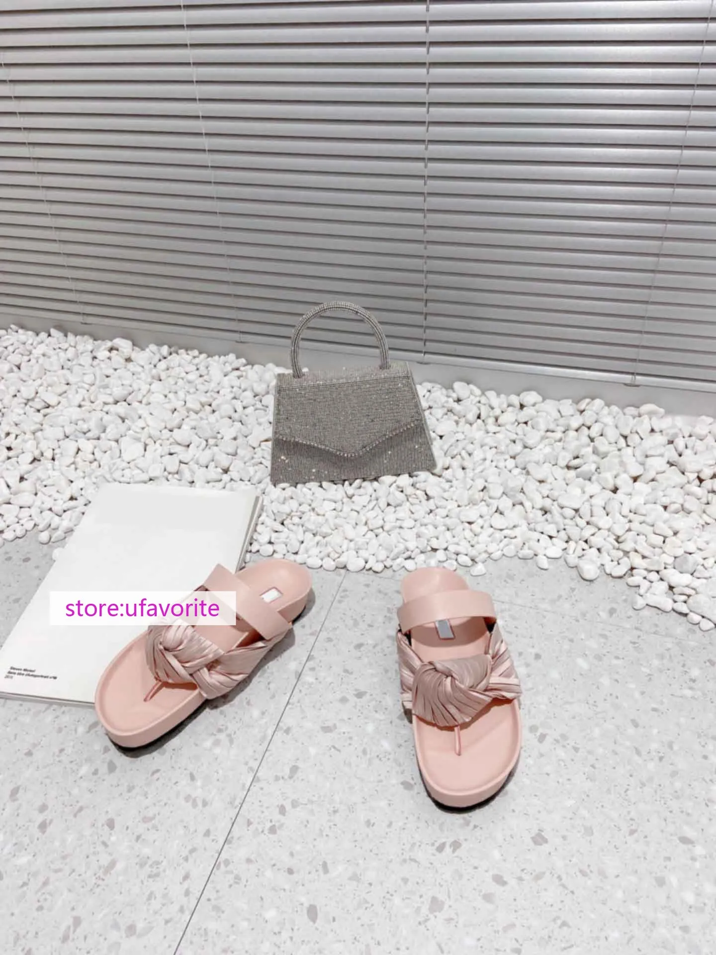 Flip Flops Nail Salon leather velvet bow flats slippers Flip flops fashion shoes women 2022new 35-40