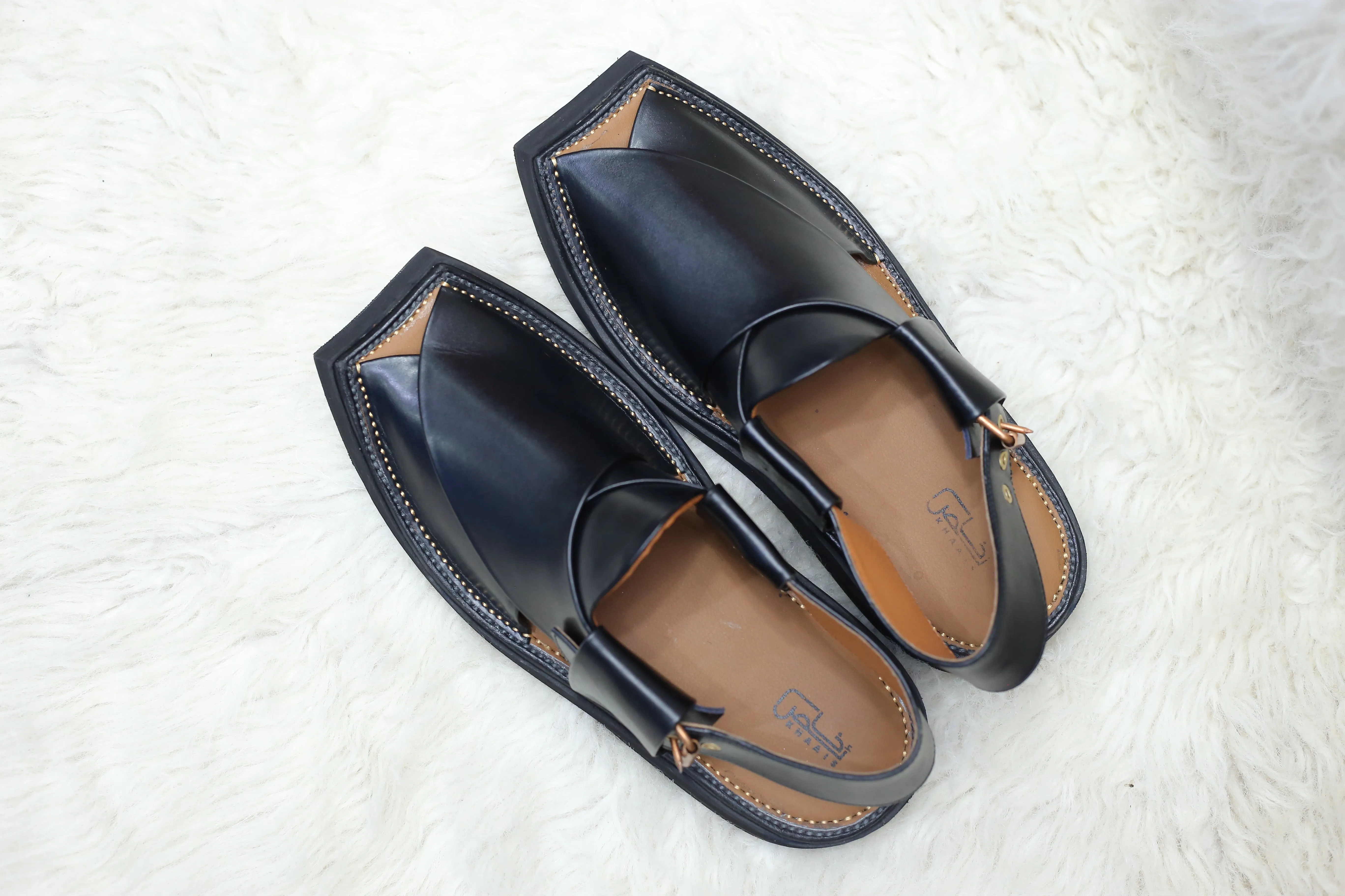 KHAAIS KAPTAN - Black Sparkle Steve Sandals