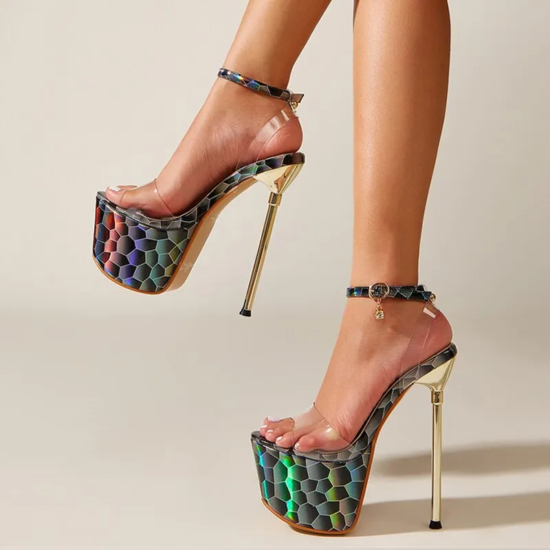Sandals From Target Liyke 2023 Summer Fashion Transparent Sandals Sexy Open Toe 17CM High Heels Party Dress Wedding Nightclub Women Platform Shoes