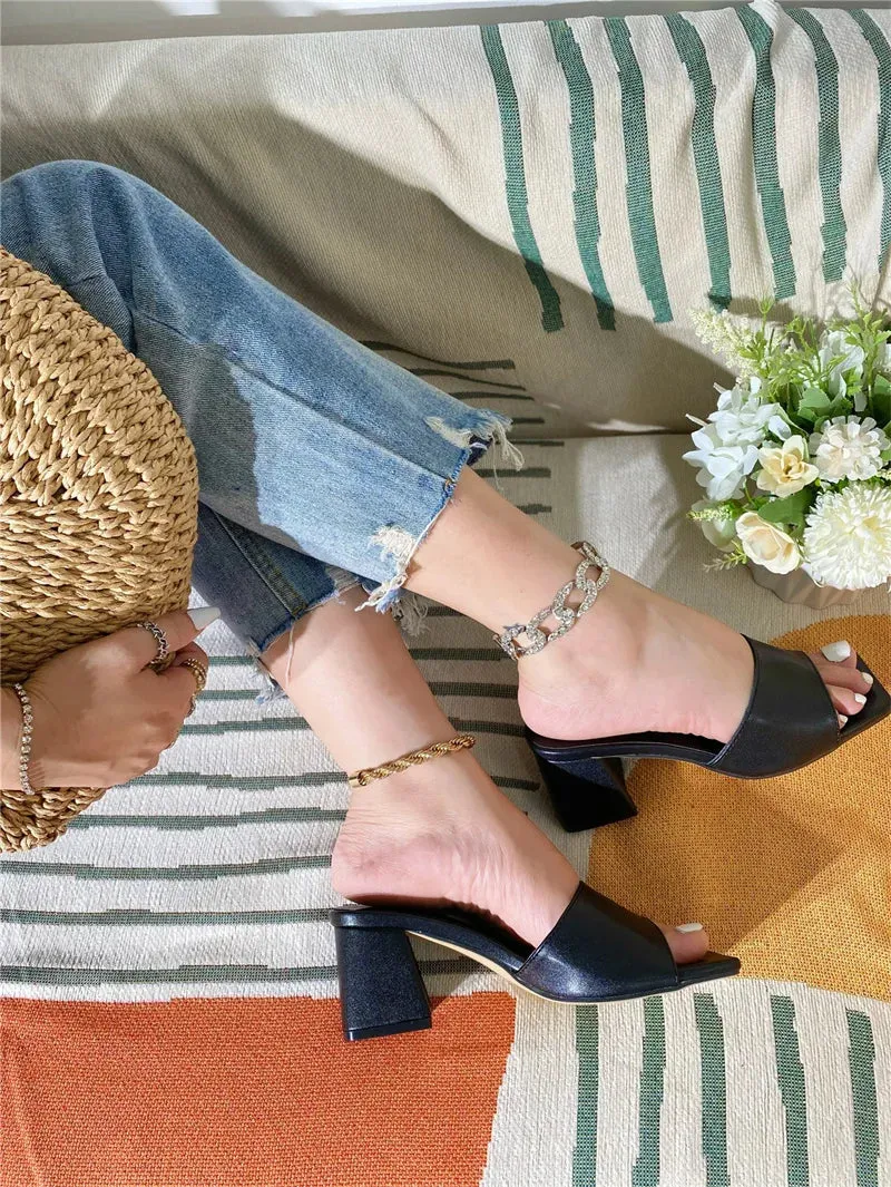 Fake Fur Slippers Liyke hochwertige gemtliche Leder Frauen Hausschuhe Sandalen Mode Open Toe Low Square Heels Panto letten Outdoor Casual Beach Slides Schuhe