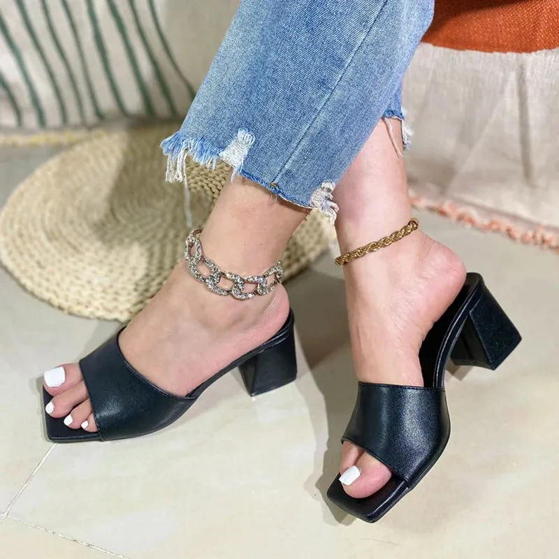 Liyke hochwertige gemtliche Leder Frauen Hausschuhe Sandalen Mode Open Toe Low Square Heels Panto letten Outdoor Casual Beach Slides Schuhe Slippers Christmas